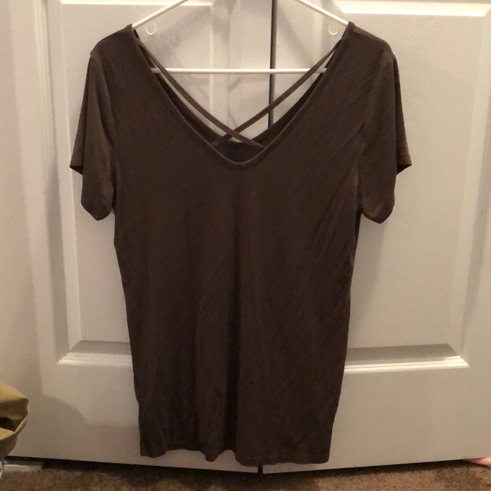Never worn olive green crisscross top